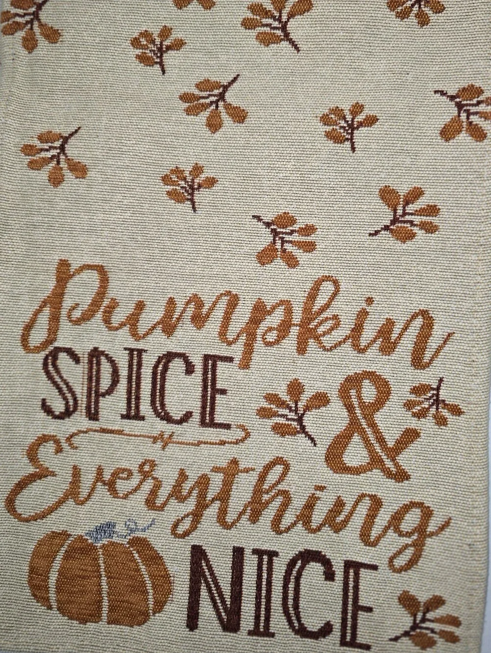 Pumpkin Spice & Everything Nice Fall Table Runner - Beige & Rust